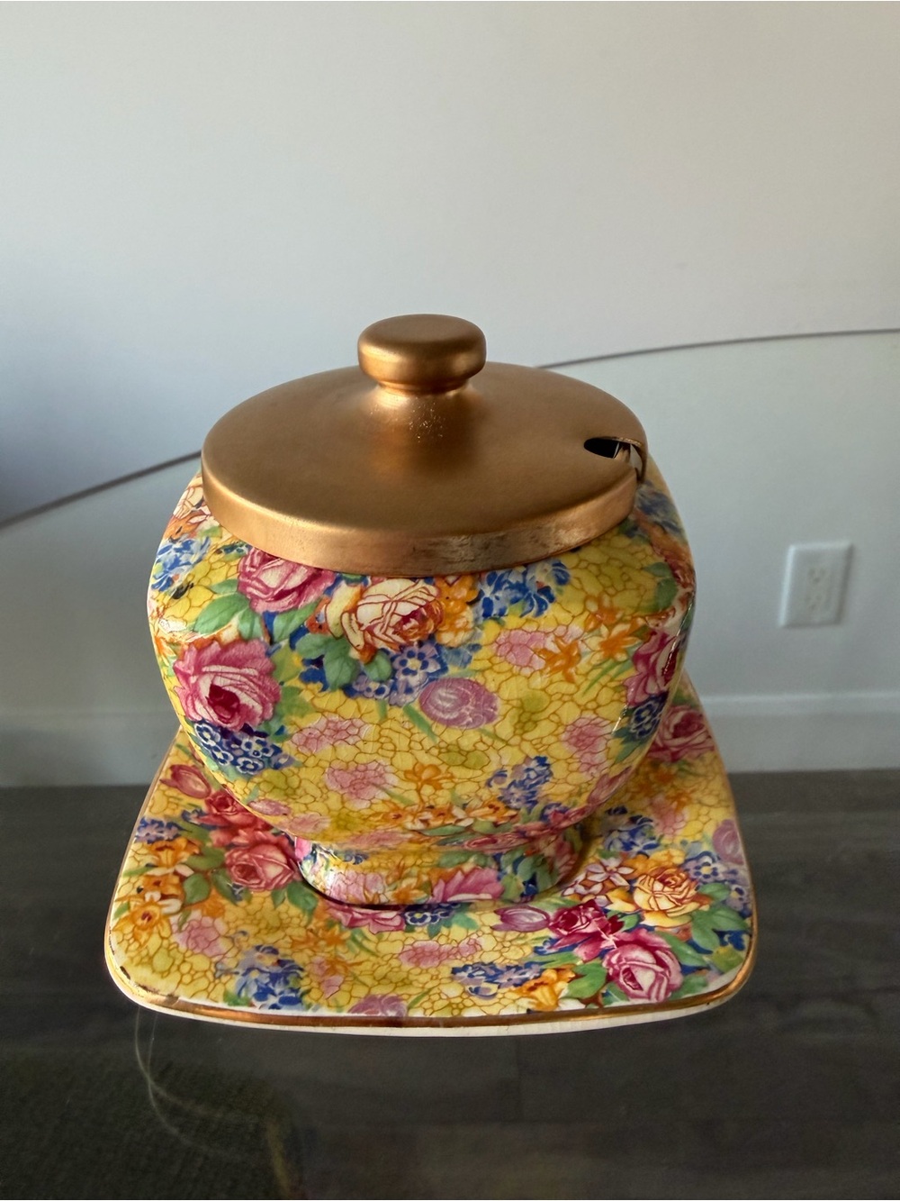 Vintage 1930 Royal Winton Grimwades Welbeck Chintz Jar and Underplate
